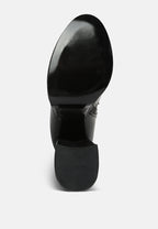 Tzar Faux Leather High Heeled Platfrom Calf Boots