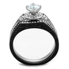 Unique black and silver rings for women featuring a sparkling cubic zirconia centerpiece and intricate design