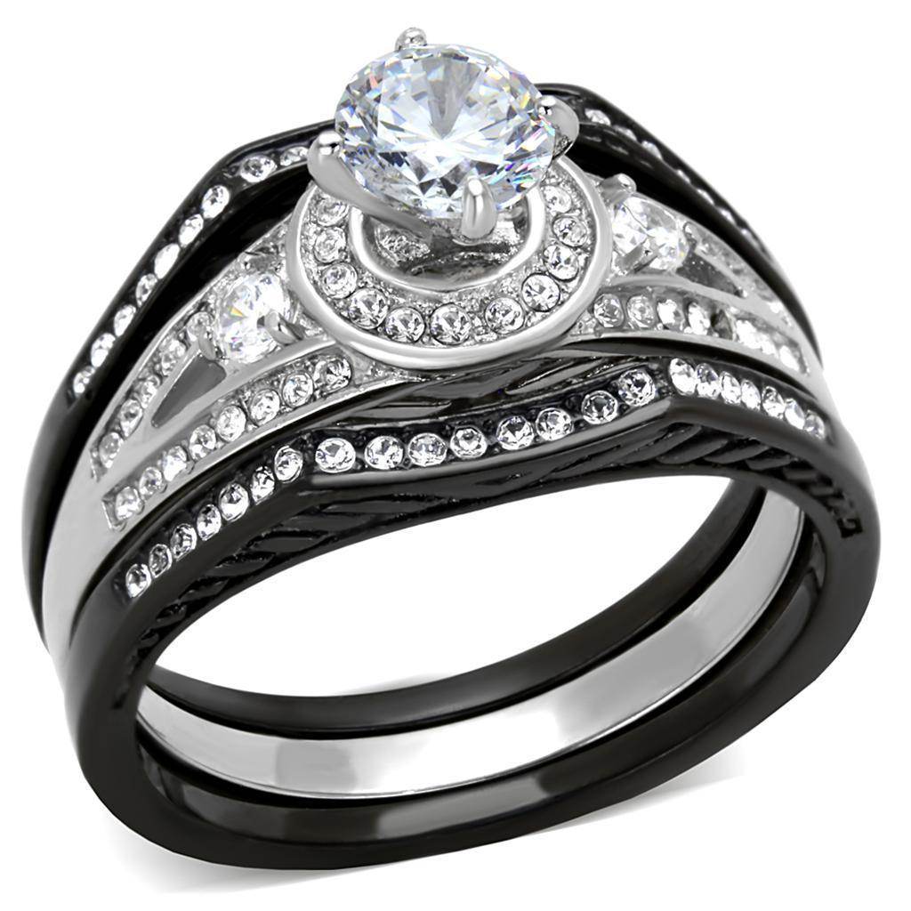 Stunning unique black and silver rings for women featuring a sparkling center stone and intricate design