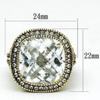 Unique brass rings for women featuring a large crystal center and sparkling accents for elegance