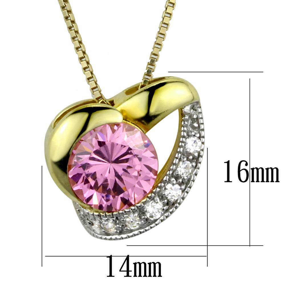 Unique gold and silver necklace gift featuring a pink gemstone and sparkling accents