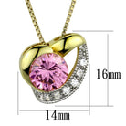 Unique gold and silver necklace gift featuring a pink gemstone and sparkling accents