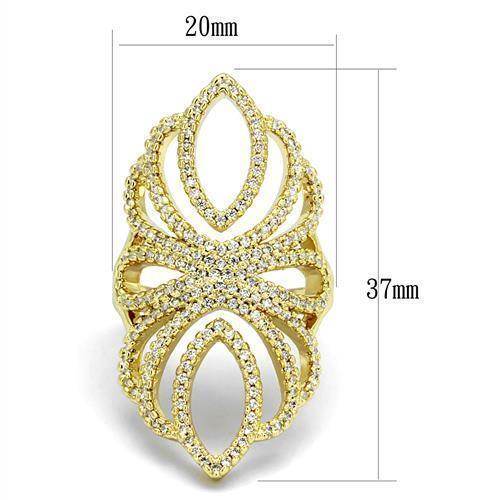 Unique gold brass ring design with intricate cutouts and sparkling details for a stunning look