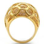 Elegant unique gold statement ring featuring intricate cutouts and sparkling details
