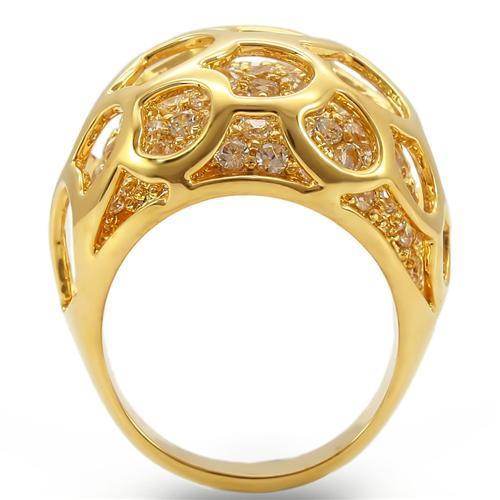 Elegant unique gold statement ring featuring intricate cutouts and sparkling details