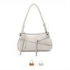 Unique handmade small shoulder bag in cream color with braided strap and elegant design