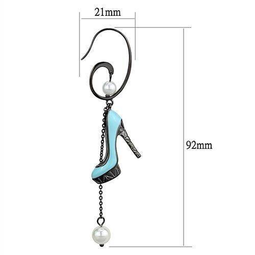 Unique high heel earrings for women featuring a stylish blue shoe design with pearl accents