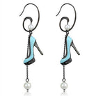 Unique high heel earrings for women in blue and black with pearl accents for stylish looks