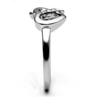 Women's silver unique intertwined heart ring for romantic occasions