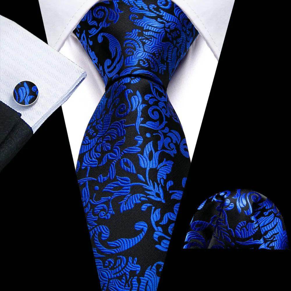 VacationGrabs unique necktie designs in blue floral pattern, perfect for formal occasions