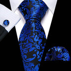 VacationGrabs unique necktie designs in blue floral pattern, perfect for formal occasions