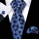 VacationGrabs unique necktie designs featuring blue floral patterns on a dark background