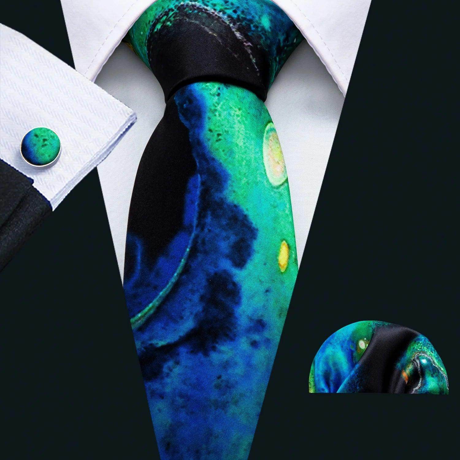Unique necktie designs in vibrant blue and green colors for men’s accessories by VacationGrabs