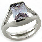 Unique rectangular gemstone silver ring featuring a stunning purple stone in a sleek design