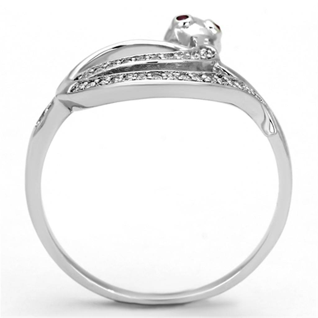 Unique snake design engagement ring with sparkling stones and elegant silver band