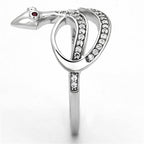 Unique snake design engagement ring in silver with jeweled accents for a striking appearance