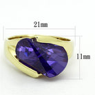 Unique vacation jewelry for women featuring a large purple gemstone ring in gold setting