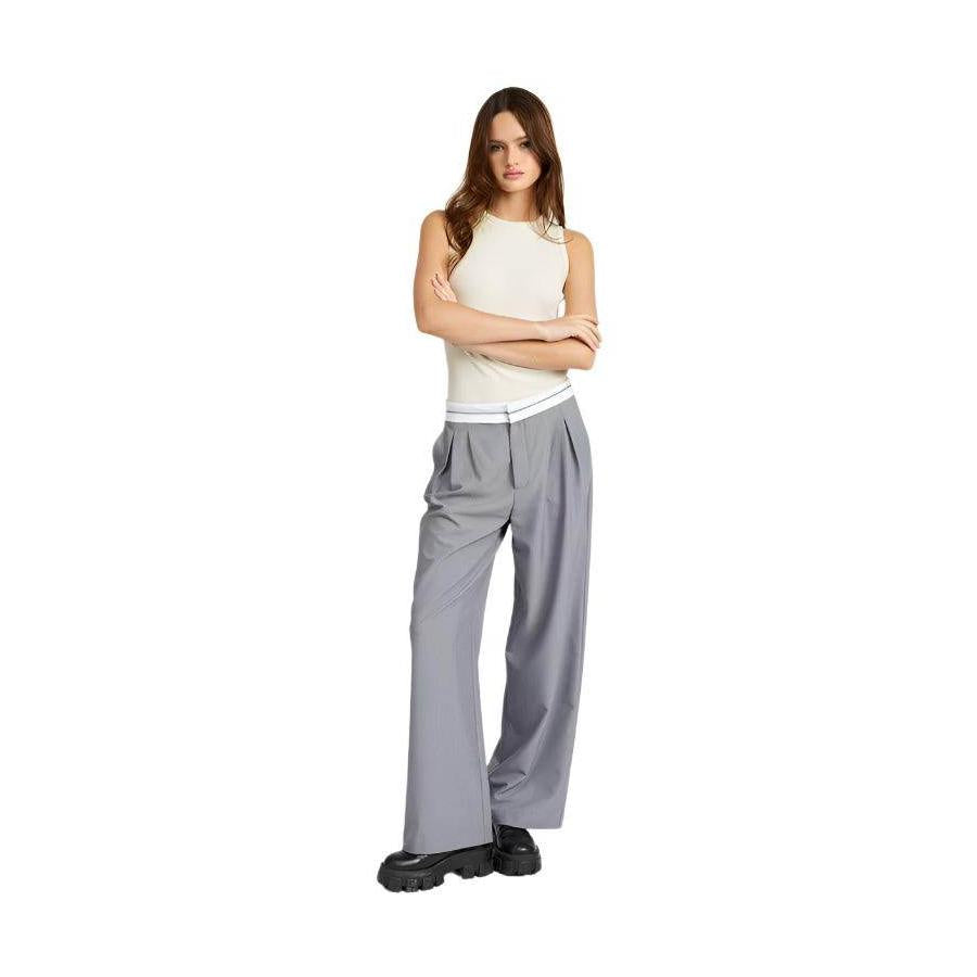 Emory Park unique waistband pants in gray with a stylish wide-leg design for a modern look