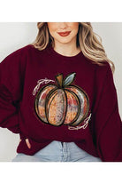 Color Bear unisex fall sweatshirt featuring a colorful pumpkin graphic on a burgundy background