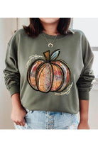 Color Bear unisex fall sweatshirt featuring a colorful pumpkin graphic on a green background