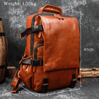 Stylish unisex leather backpacks in brown with adjustable straps, perfect for travel and daily use