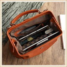 Interior view of a VacationGrabs unisex shoulder bag for travel with multiple compartments for organization