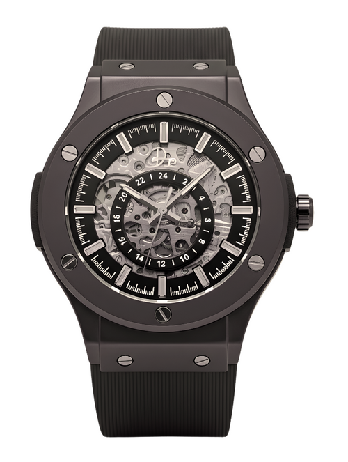 Dapper Watches men's stainless steel watch with black rubber strap