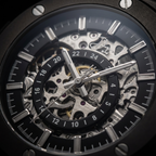 Men's stainless steel watch with intricate skeleton design, stylish for everyday use