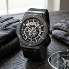 Dapper Watches men's black stainless steel watch, stylish for any occasion