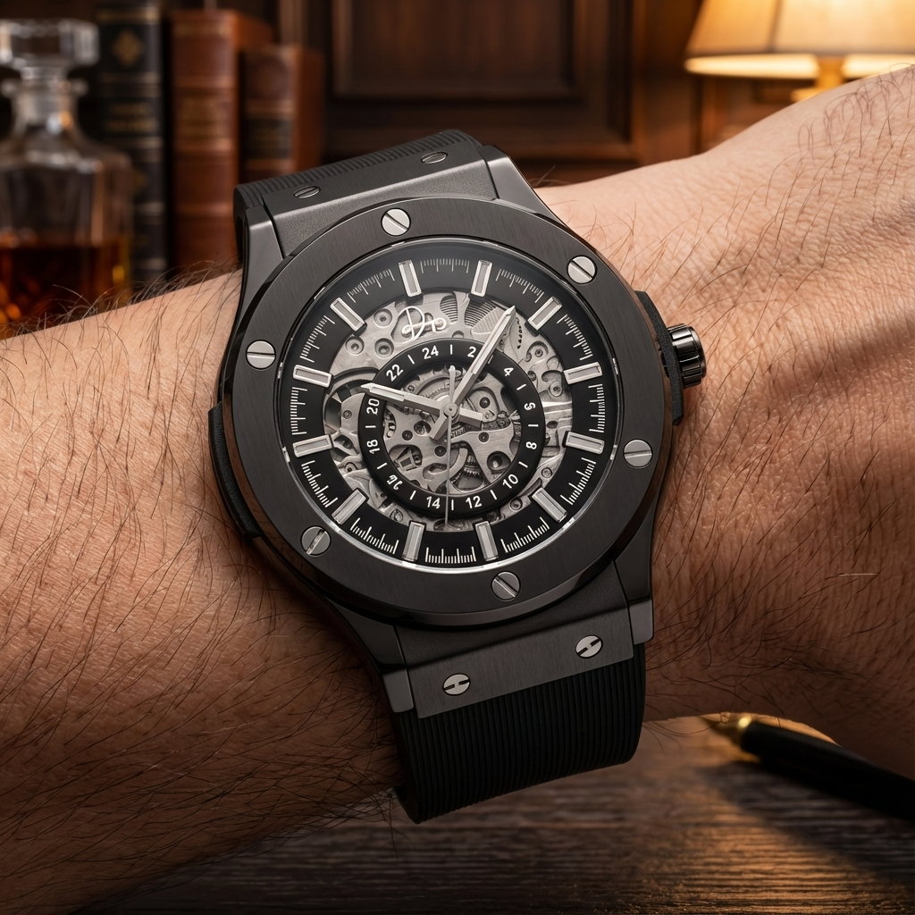 Dapper men's black stainless steel watch for stylish occasions