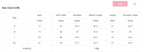 YNIQUE size chart for lace mesh long sleeve blouse showing bust hem shoulder sleeve and length measurements in cm