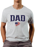 Ocean and 7th USA dad graphic tee in light gray featuring distressed lettering and American flag
