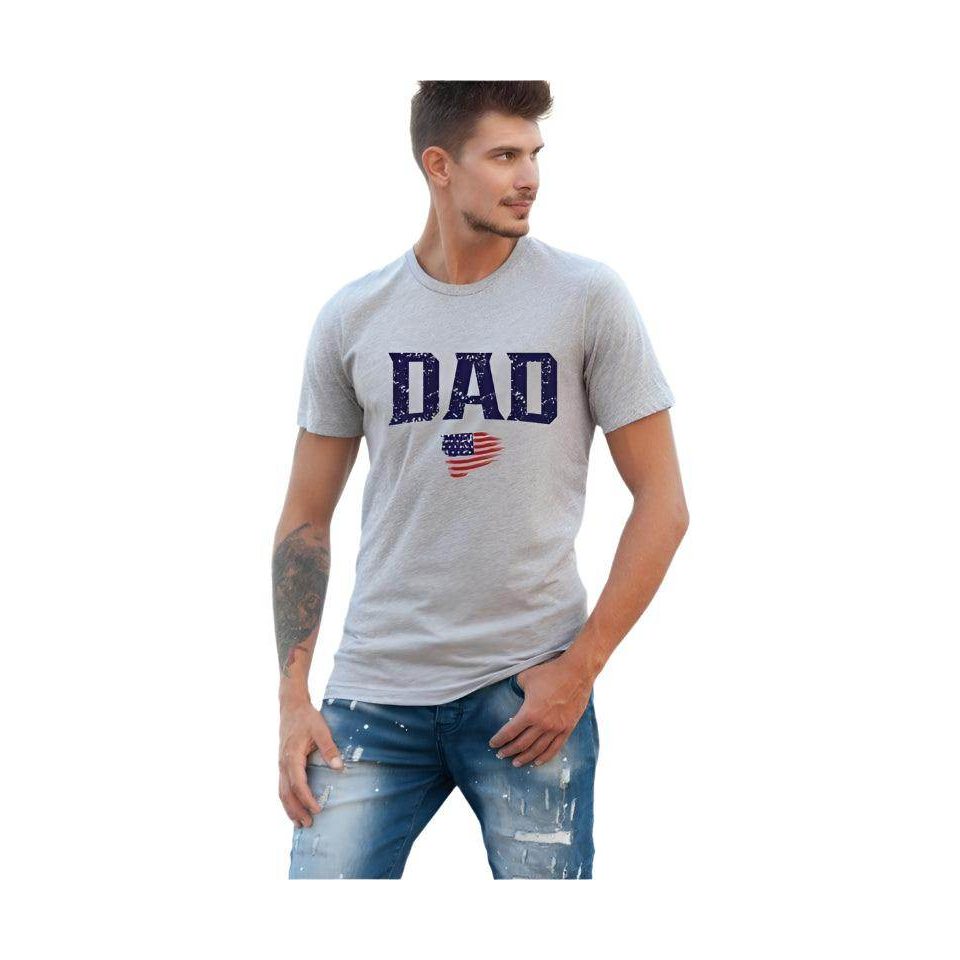 Ocean and 7th USA dad graphic tee in gray featuring a patriotic design for casual wear