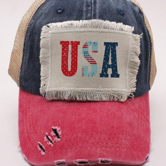 Women's Accessories - Hats Usa Letters Distressed Patch Hat