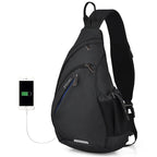USB Charging Crossbody Bag — Water-Resistant Travel Sling – front view
