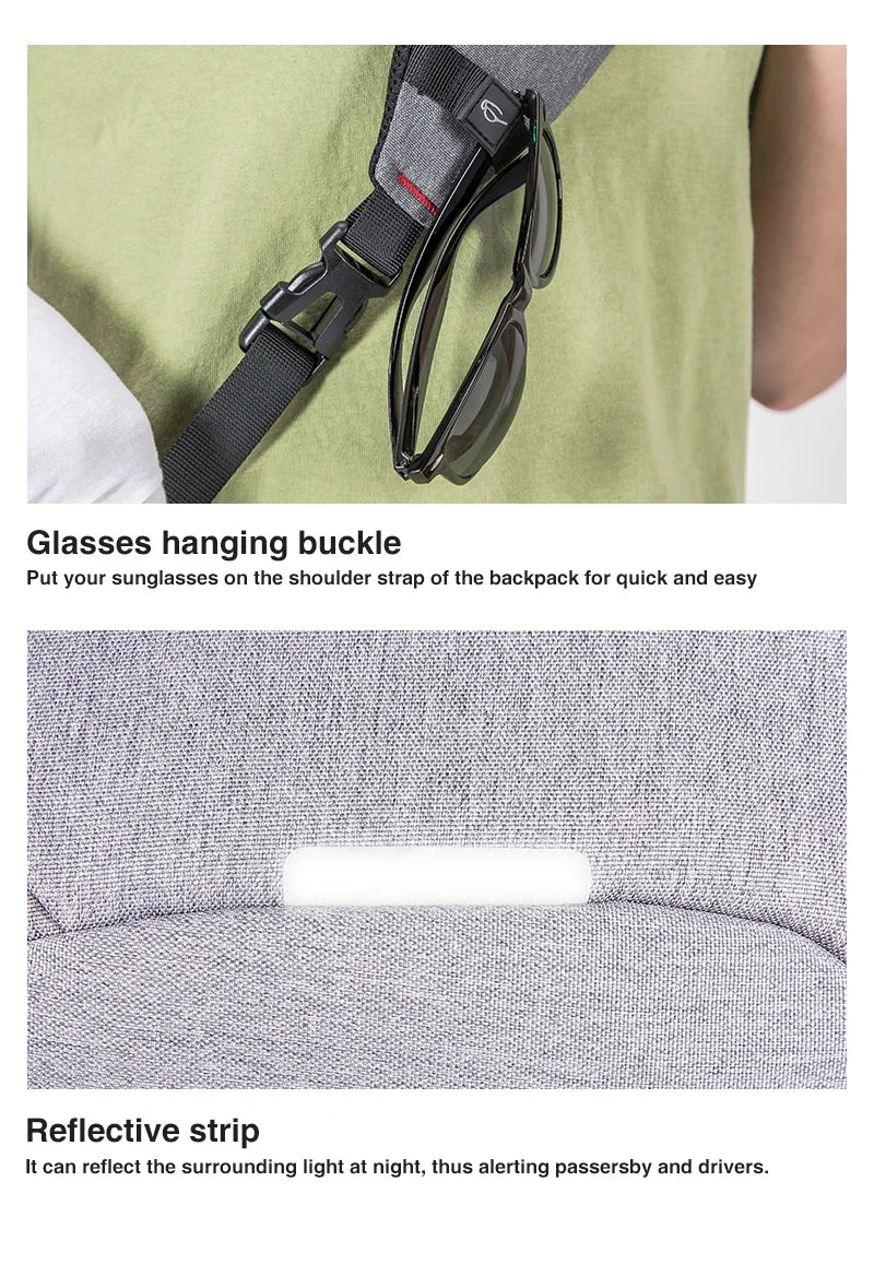USB Charging Crossbody Bag — Water-Resistant Travel Sling – pocket detail view