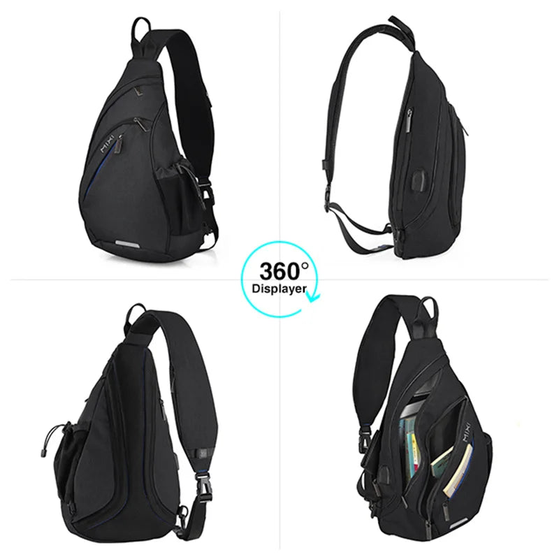 USB Charging Crossbody Bag — Water-Resistant Travel Sling – detail view