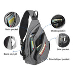 USB Charging Crossbody Bag — Water-Resistant Travel Sling – close up view