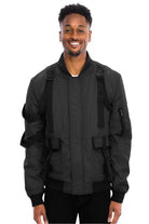 WEIV utility strap jacket for men in black with stylish straps and a comfortable fit