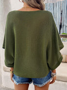 Women's Shirts V-Neck Batwing Sleeve Knit Top