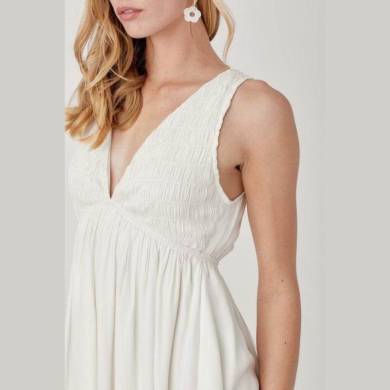 V Neck Smock Sleeveless Dress - VacationGrabs