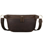 Vacation anti-theft bag in brown leather with secure zippers and adjustable strap for safe travels