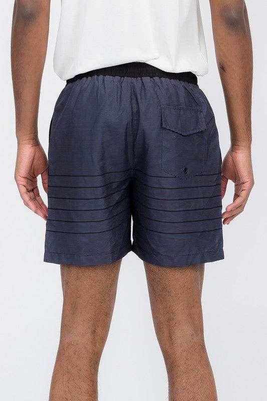 WEIV Men's Swimwear in Navy Blue with Stylish Stripes for Vacation Beachwear Mens