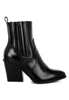 Rag Company sleek vacation boots in black with a stylish high heel and elastic side panels