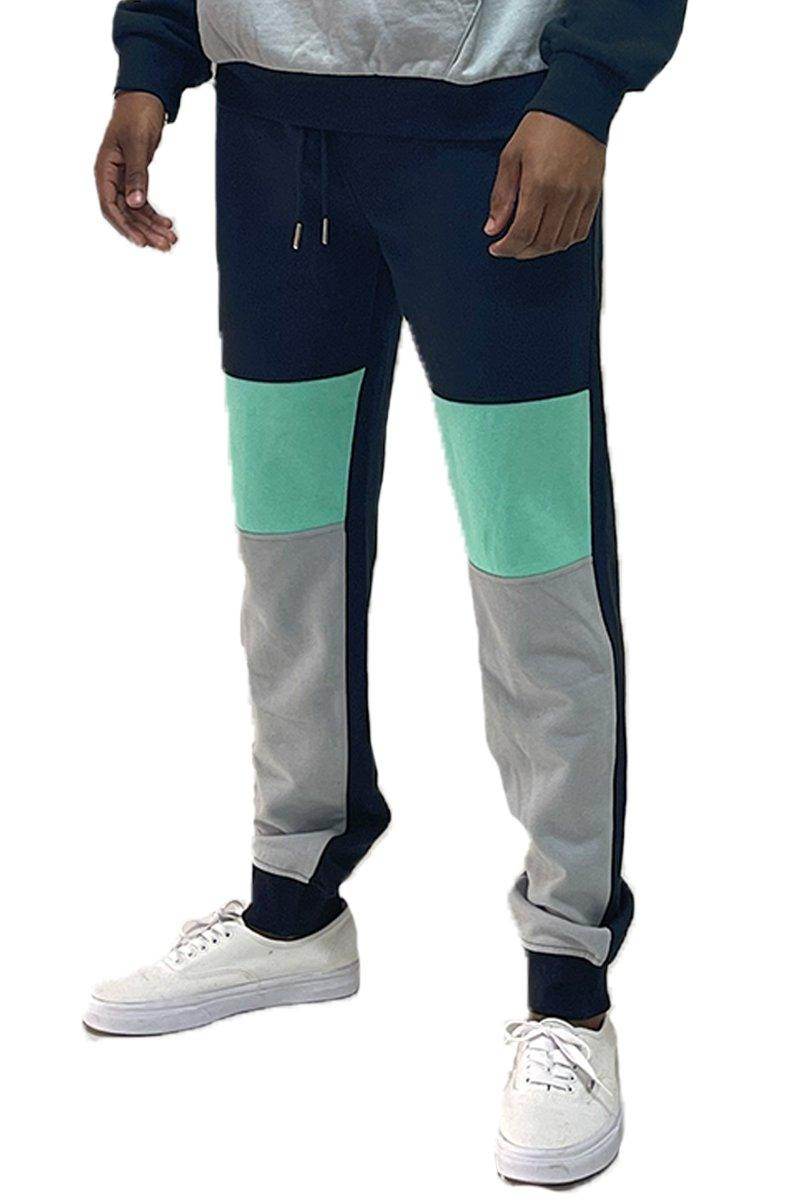 WEIV Men's Joggers in Navy and Mint, ideal vacation casual wear men for comfort and style