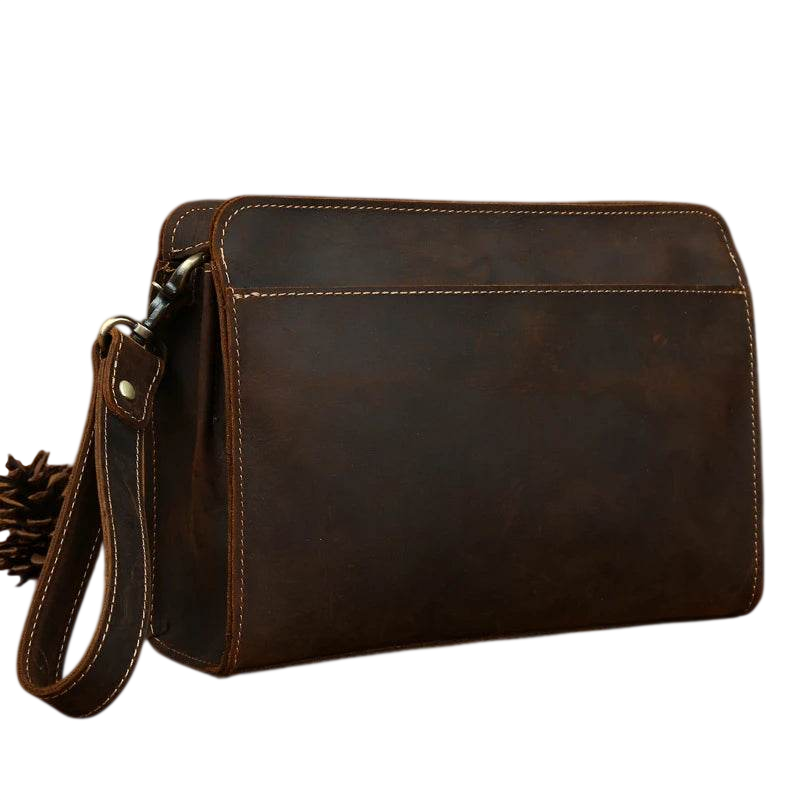 Genuine Leather Hand Clutch with Wrist Band | Men's iPad