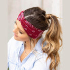 Burgundy bandana headband for women, perfect vacation hair accessories for a stylish look