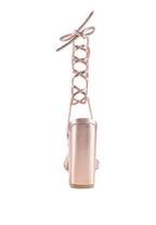 Rag Company rose gold vacation heels for women with stylish lace-up design and block heel