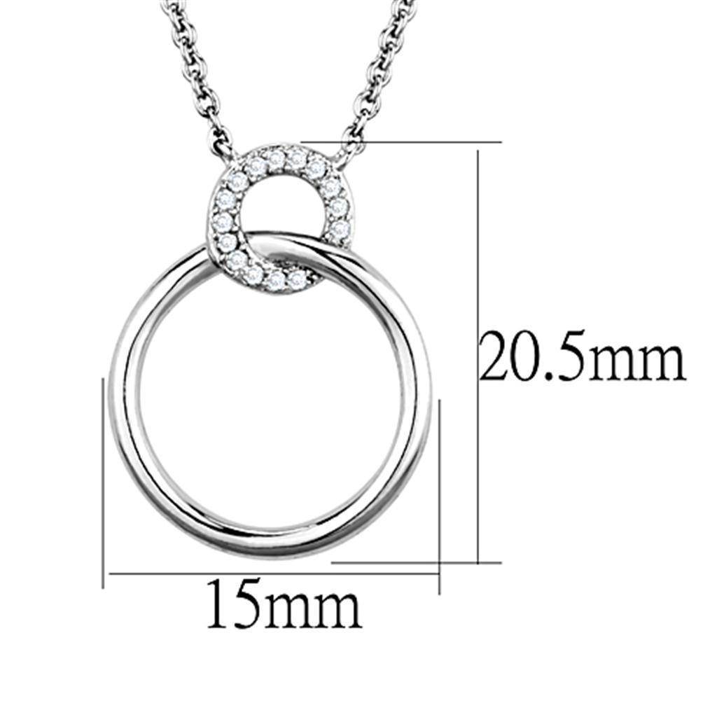 Silver necklace featuring interlocking rings, perfect vacation jewelry for women