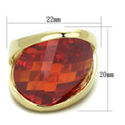 Elegant gold ring featuring a large red gemstone, perfect vacation jewelry for women